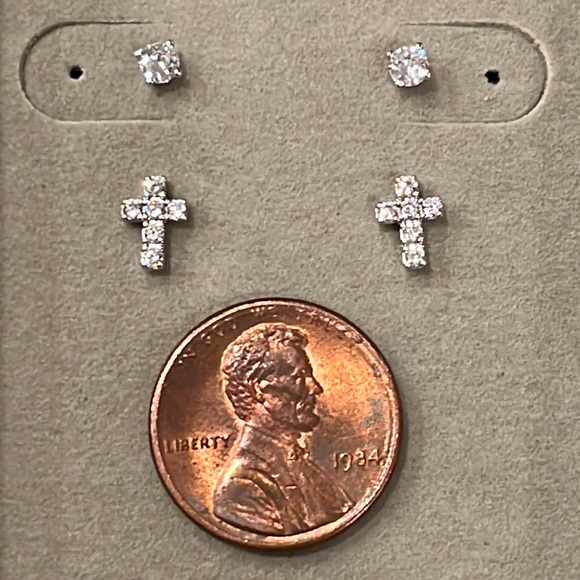 Nadri Jewelry - 2 pairs Nadri CZ earrings (Studs and Cross) - New with Tags